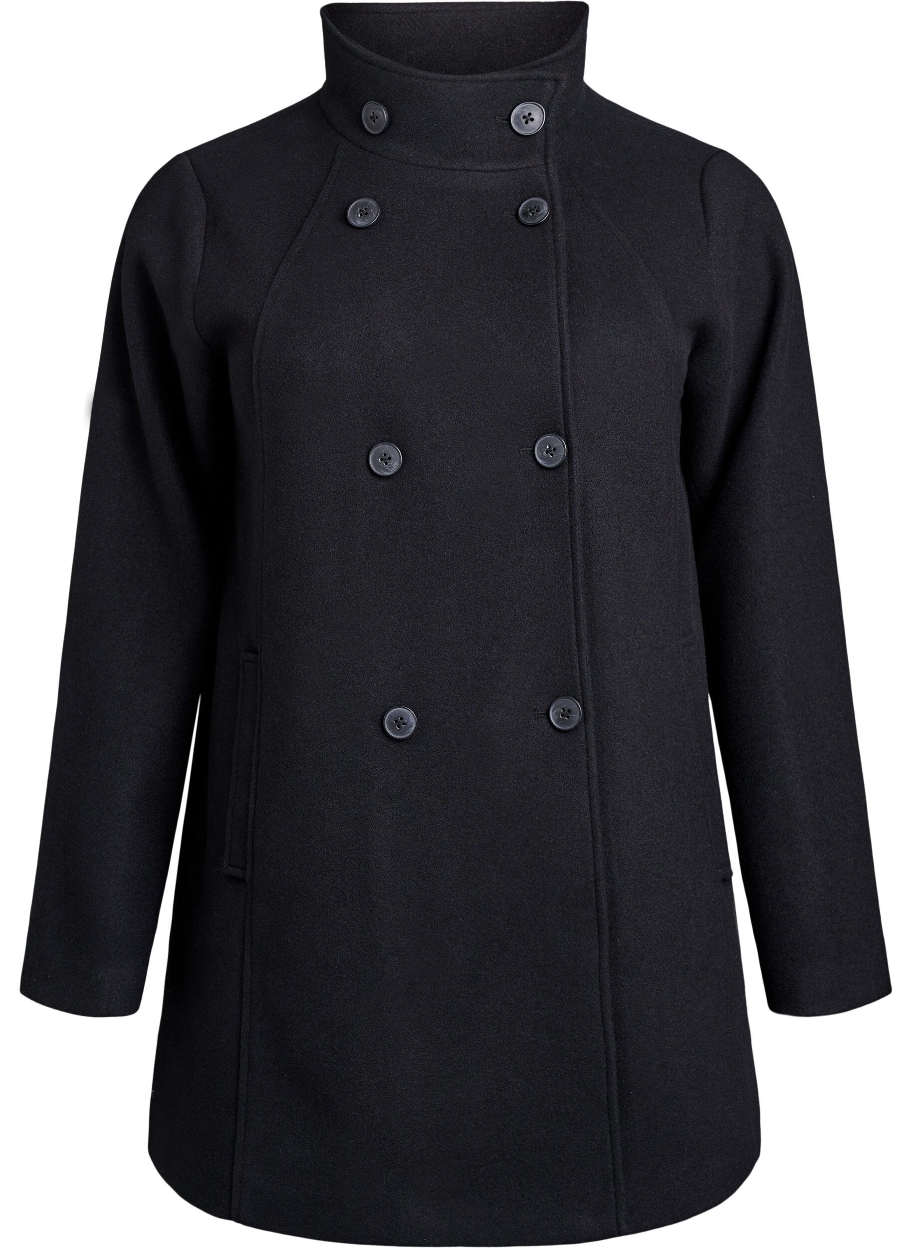 ZizzifashionShort coat with A-line shape, Black, Packshot image number 0