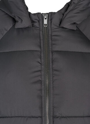 Short winter jacket with a hood, Black w Stone Grey, Packshot image number 2