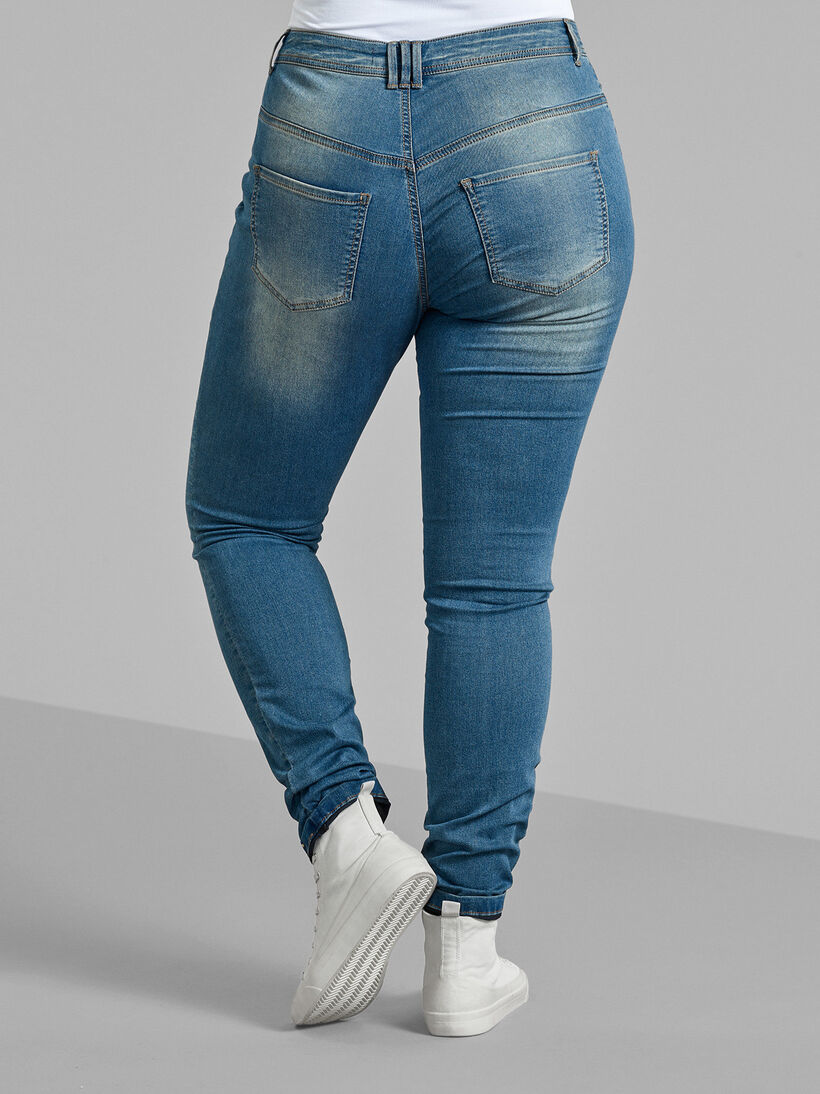 Extra slim fit Amy jeans with a high waist, Blue, Model image number 1