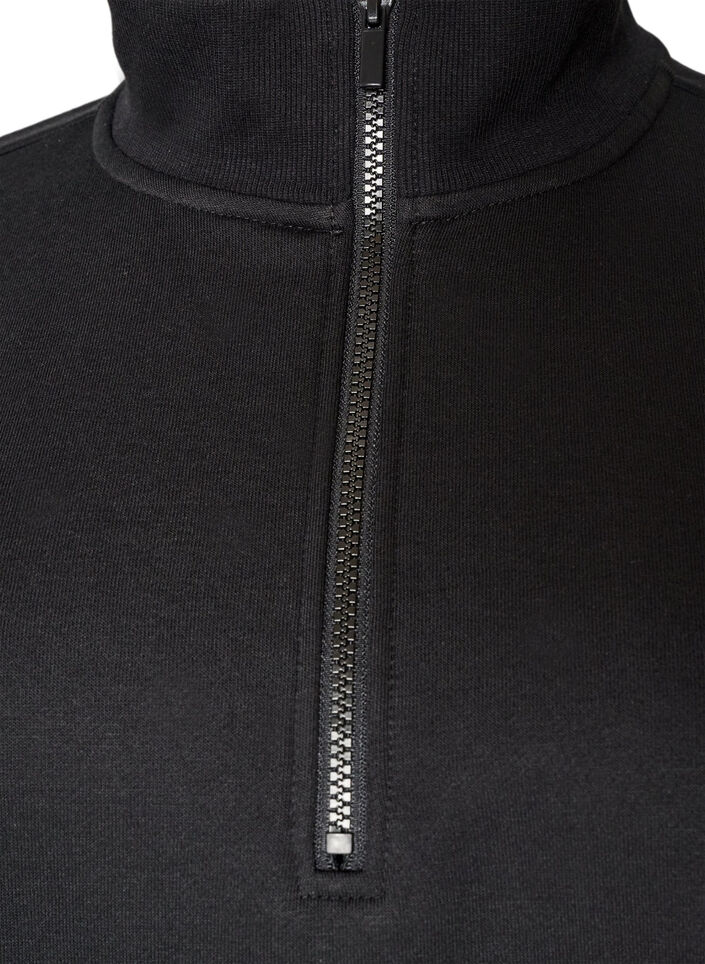 Sweatshirt dress with a high ribbed collar and zip, Black, Packshot image number 2
