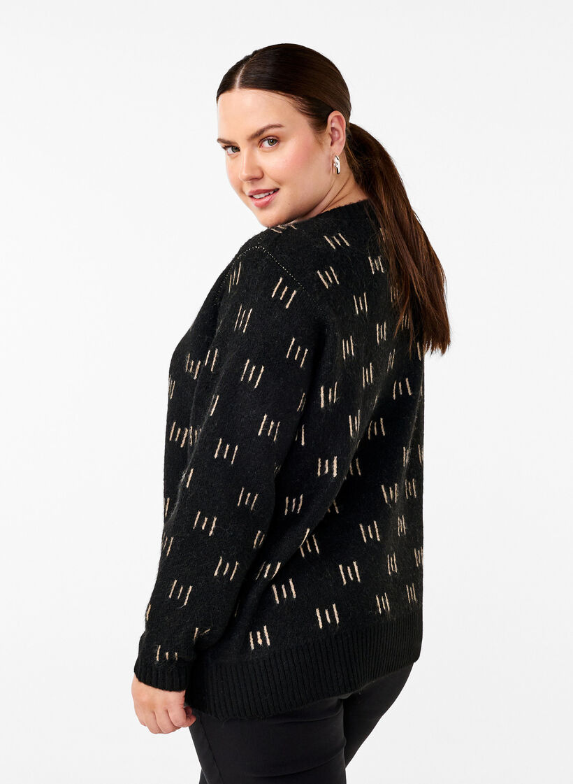 Patterned pullover, Black Mel. Nomad, Model image number 1