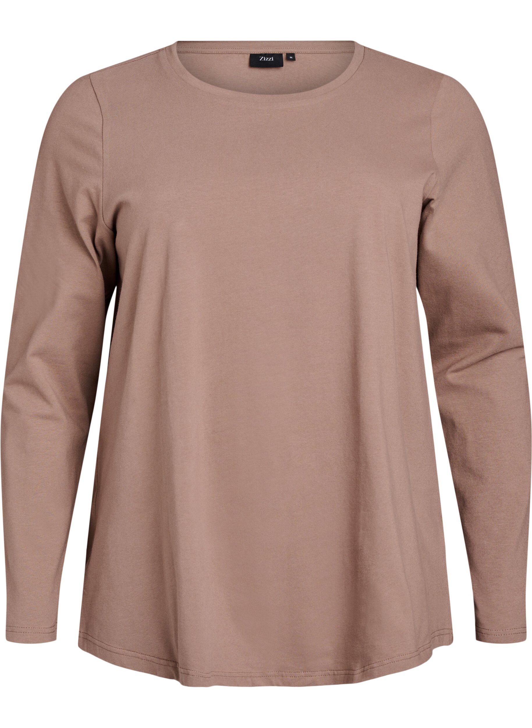 ZizzifashionBasic jersey blouse with long sleeves, Brown, Packshot image number 0