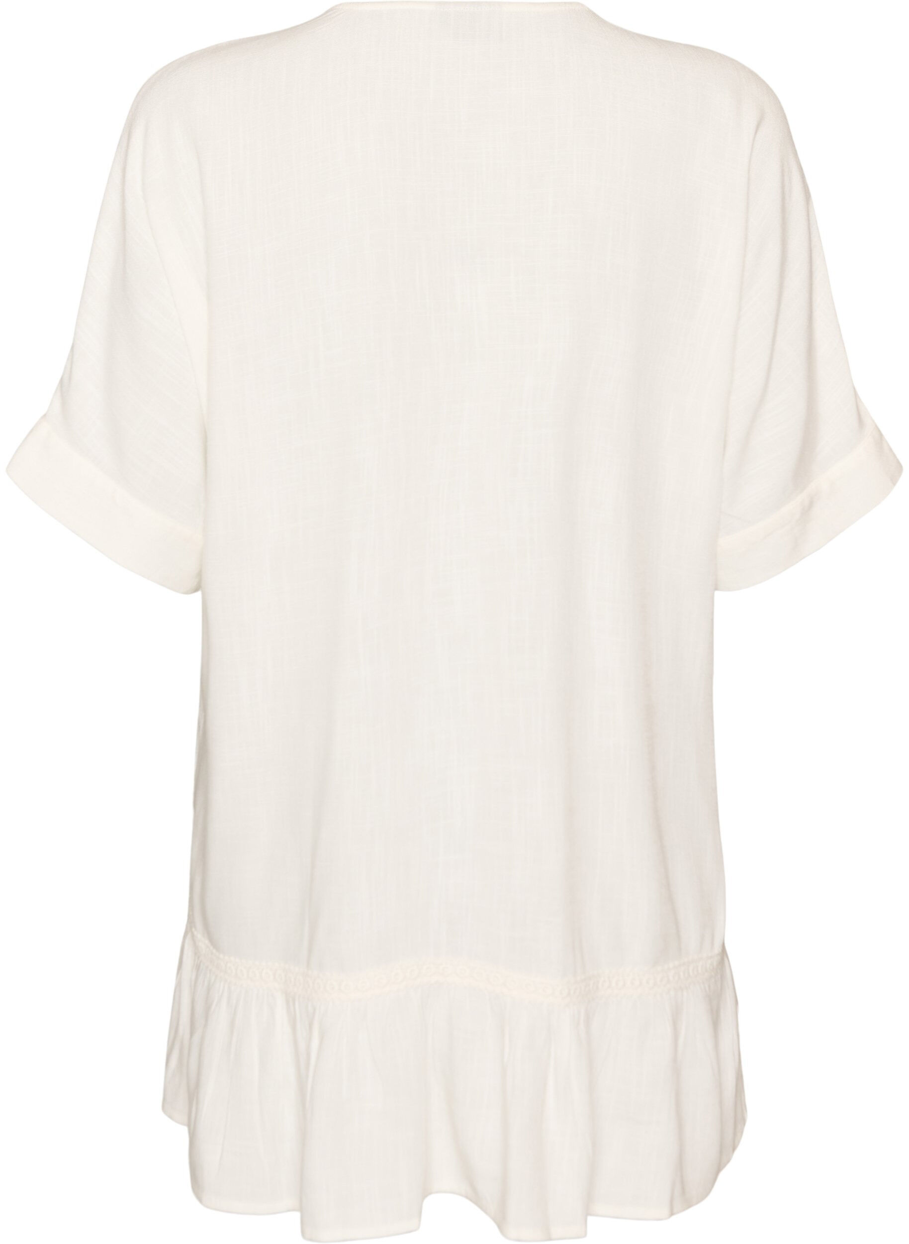 Zizzifashion Viscose tunic with buttons and frill hem, Vanilla, Packshot image number 1