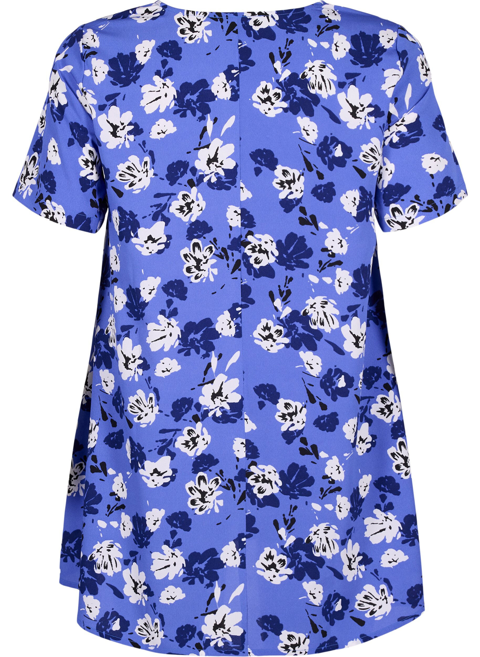Zizzifashion FLASH - Tunic with v neck and print, Amparo Blue Flower, Packshot image number 1