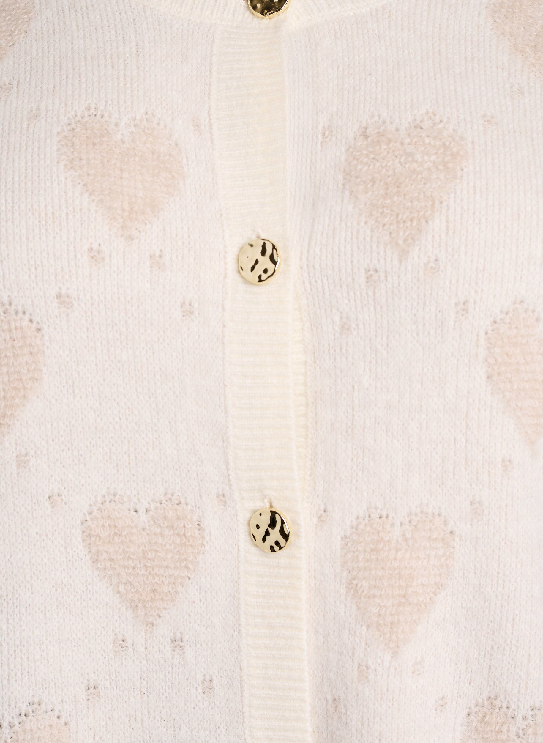Zizzifashion Cardigan with hearts and golden buttons, Beige, Packshot image number 2