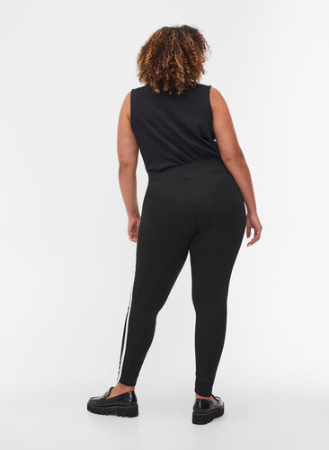 Leggings with piping, Black w. White, Model image number 1