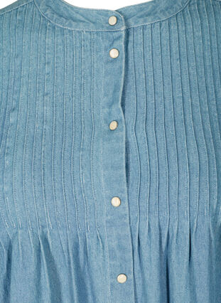 Long-sleeved denim dress with puff sleeves, Blue denim ASS, Packshot image number 2