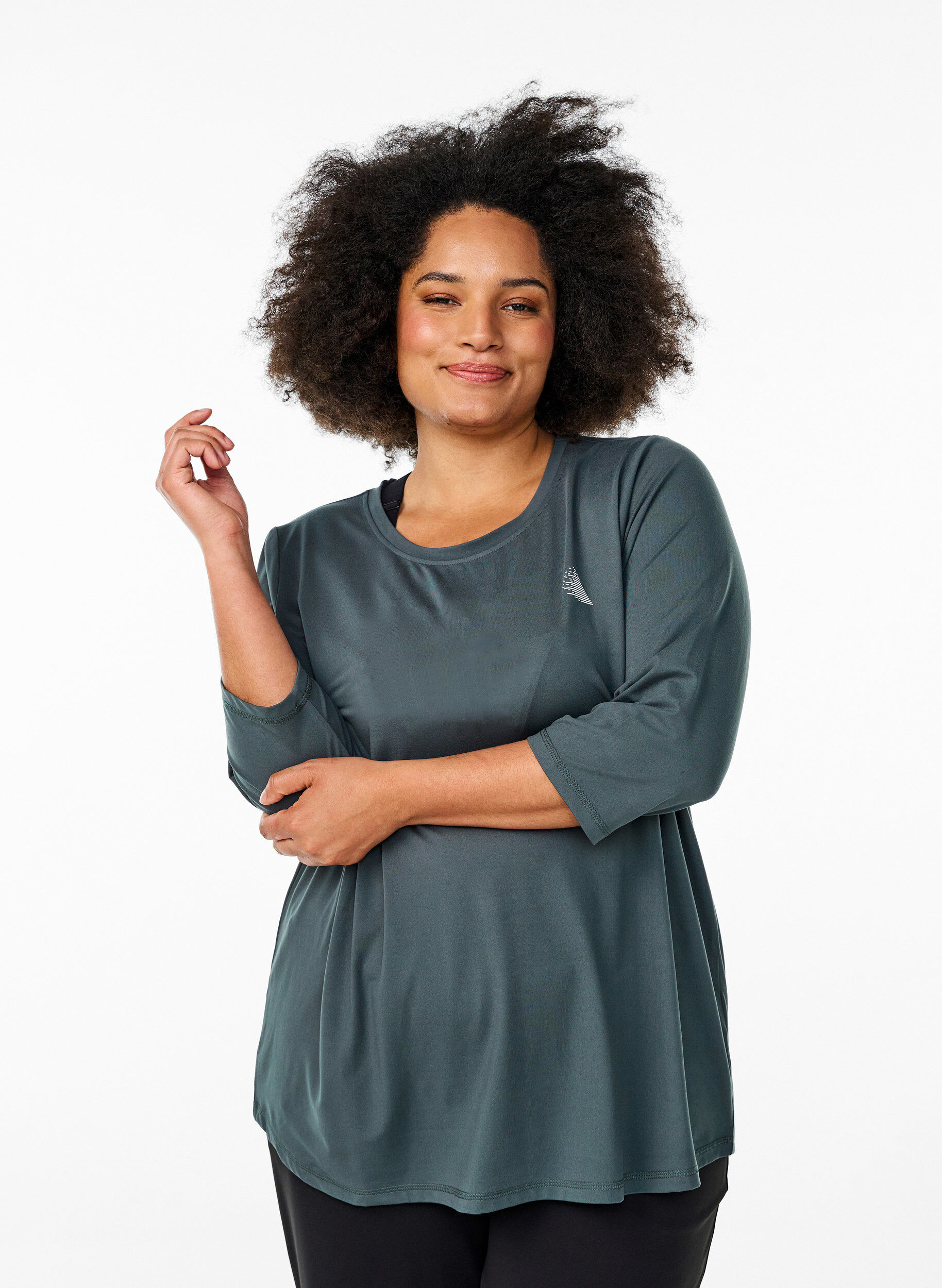 Zizzifashion Training blouse with 3/4 sleeves, Grey, Model image number 0