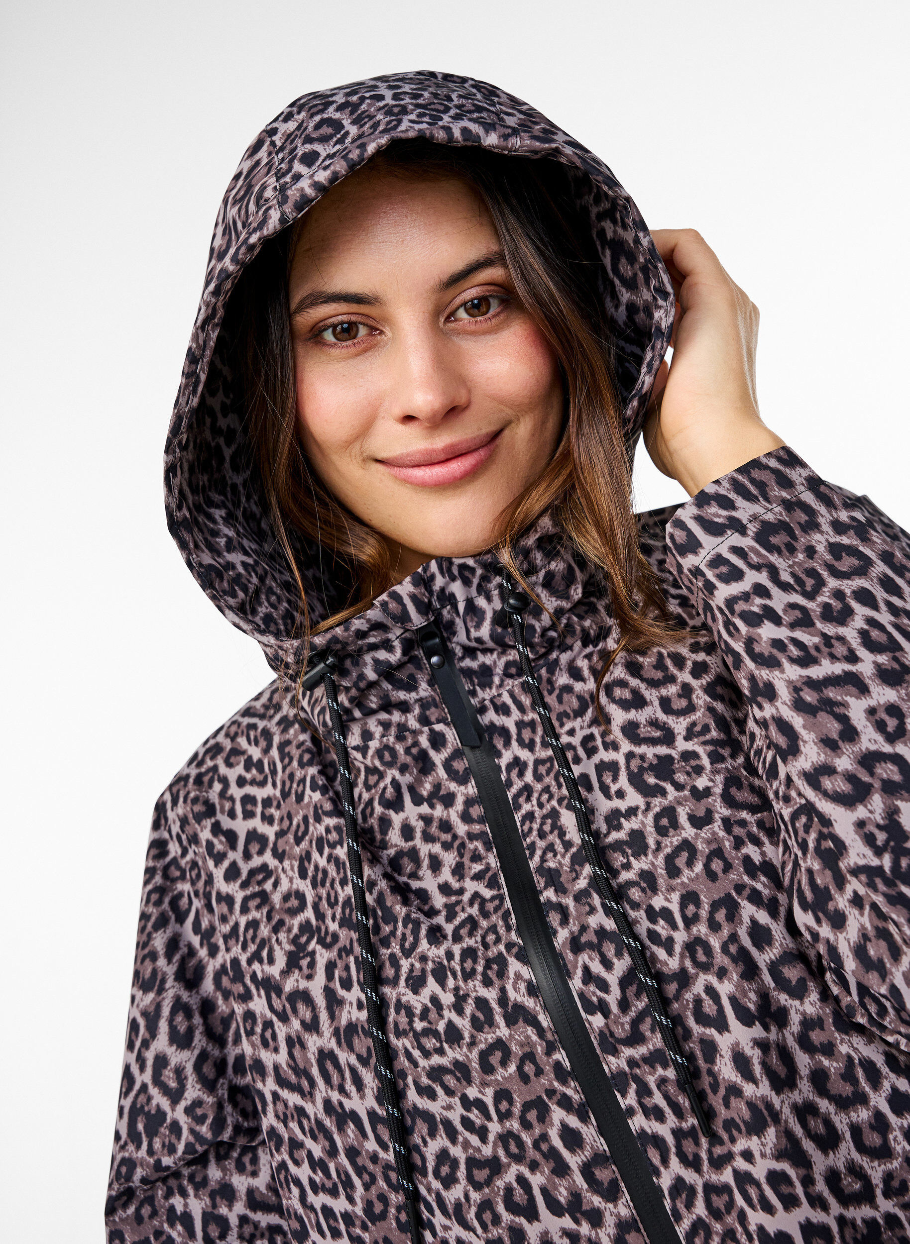 Zizzifashion Rain jacket with pockets and a hood, Brown, Model image number 3