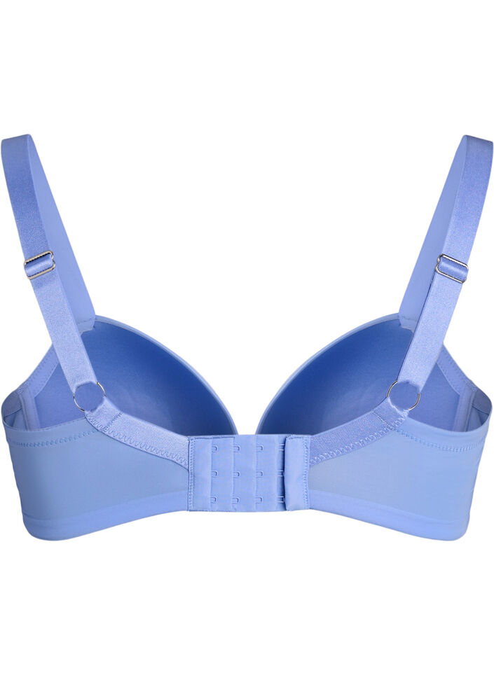 Moulded microfibre bra with lace detail and bow, Blue, Packshot image number 1