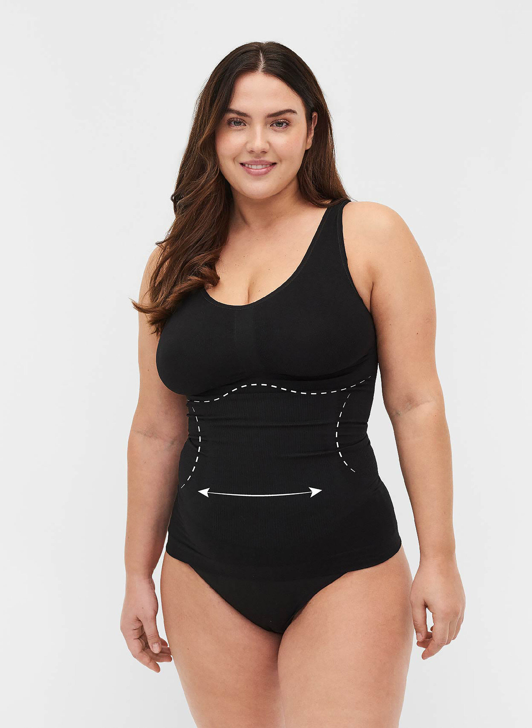 ZizzifashionShapewear top with wide straps, Black, Model image number 0