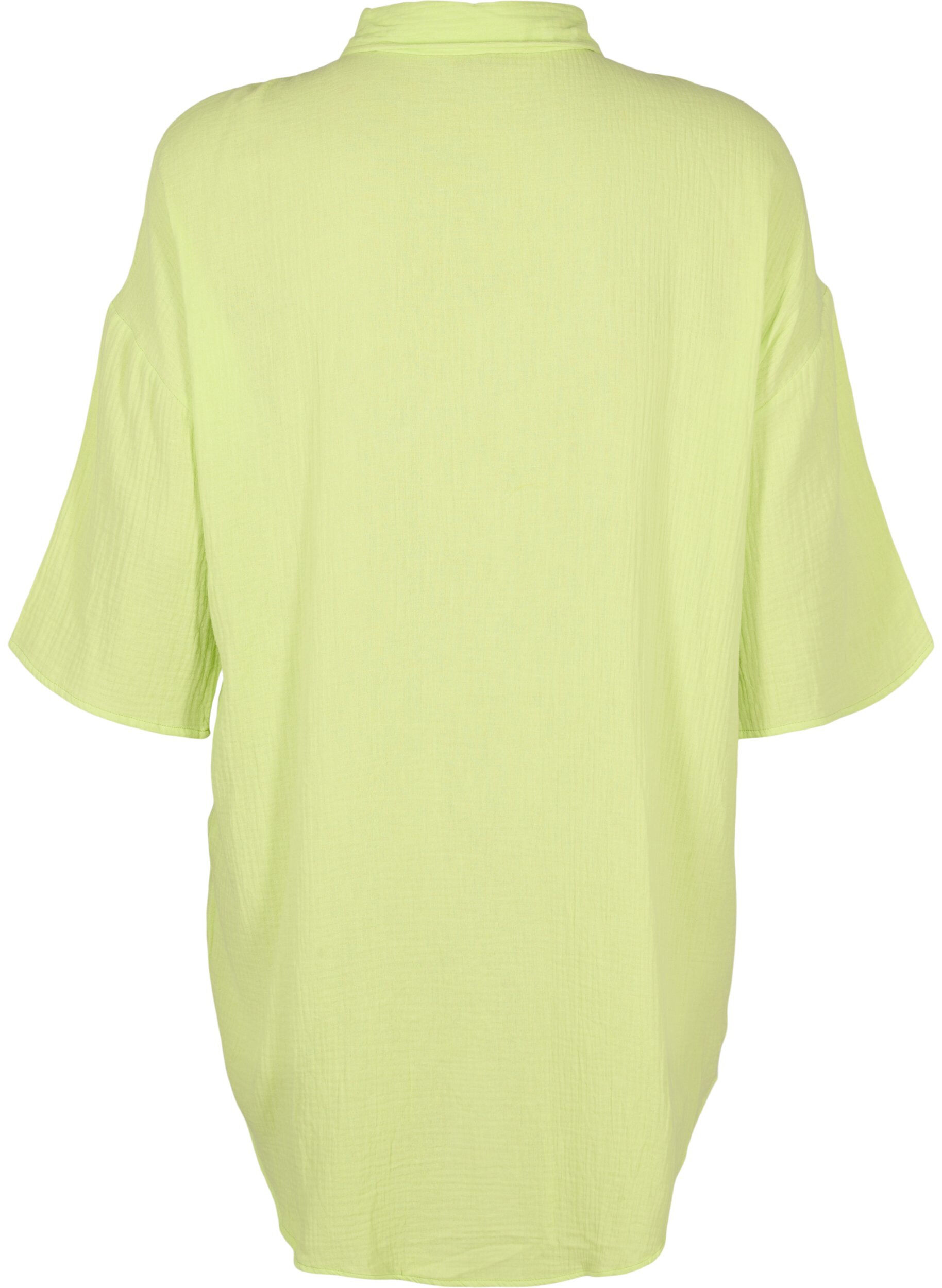 Zizzifashion Shirt in cotton with half-length sleeves, Wild Lime, Packshot image number 1