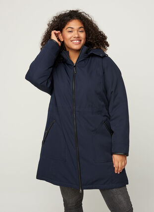 Winter jacket with zip and pockets, Night Sky, Model image number 0