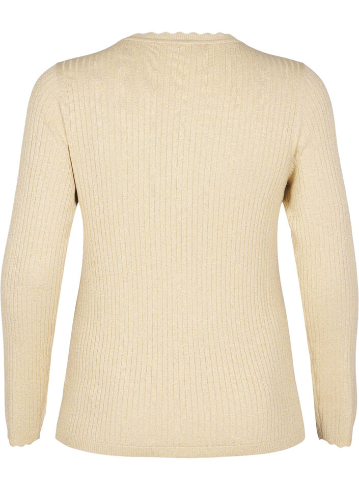 Tight-fitting knitted blouse with glitter thread, Beige, Packshot image number 1