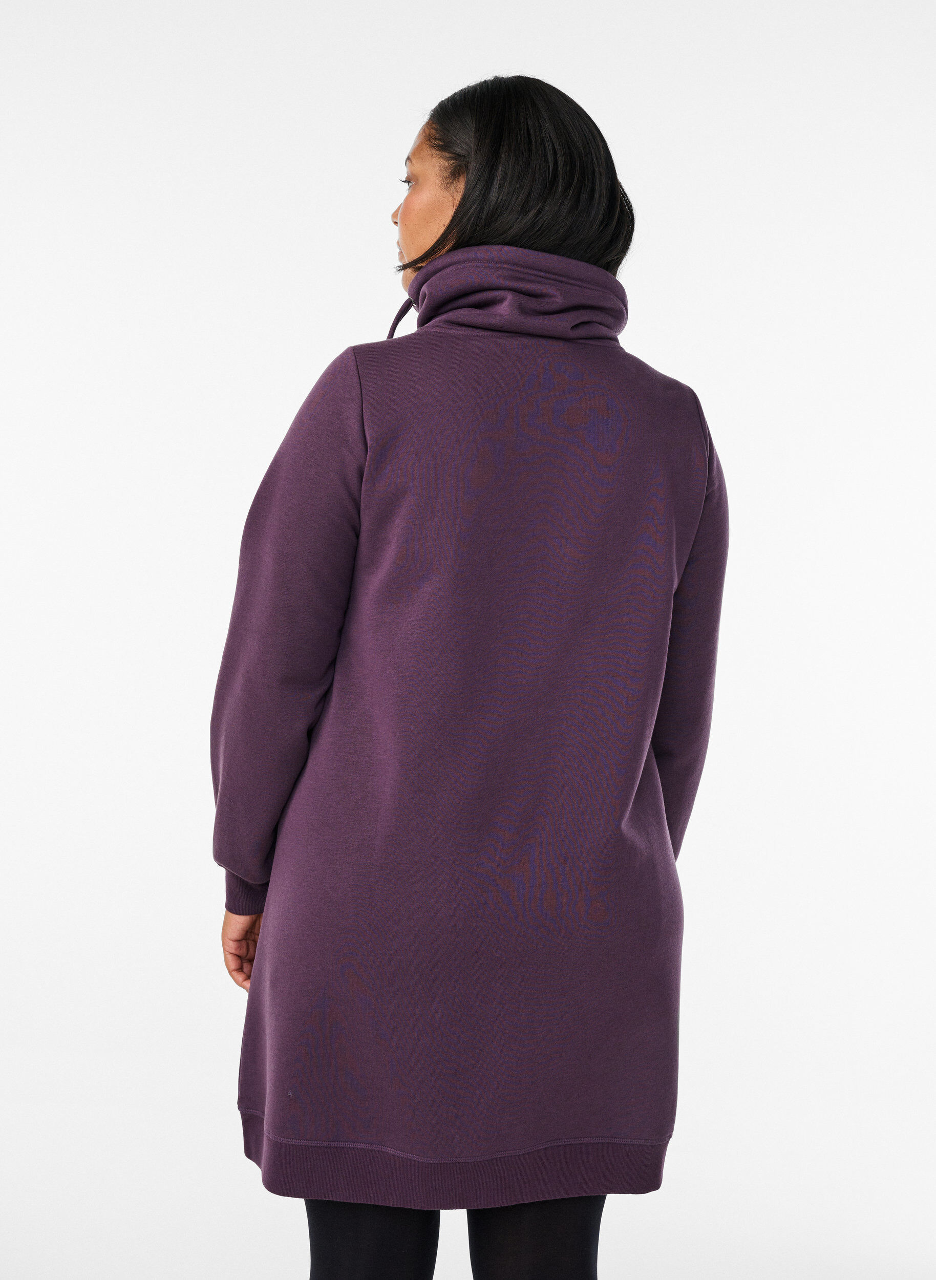 ZizzifashionShort sweatshirt dress with high collar and pockets, Purple, Model image number 2