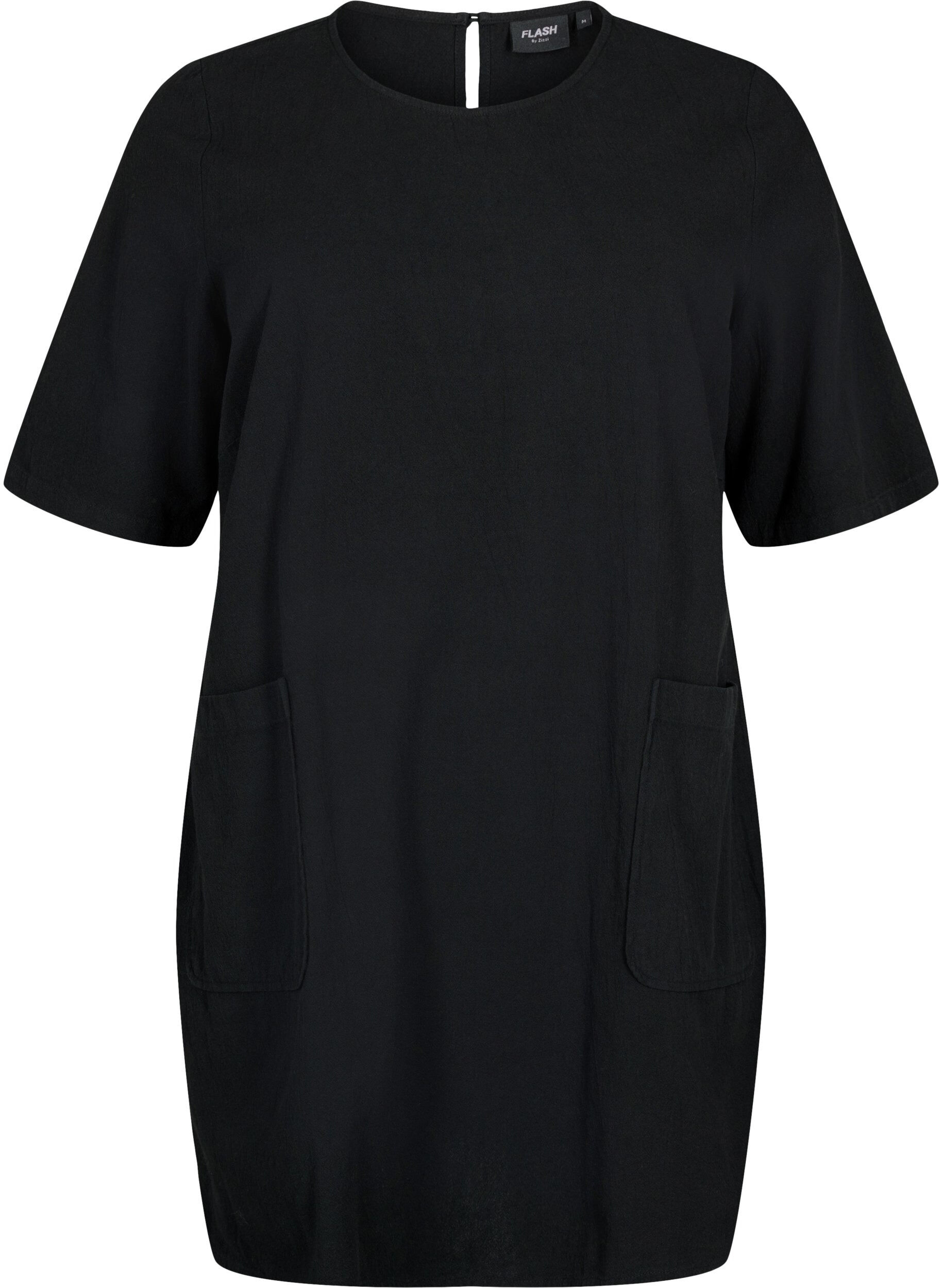 Zizzifashion FLASH - Short sleeved tunic in cotton, Black, Packshot image number 0