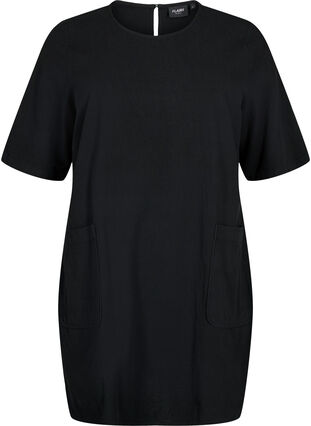 FLASH - Short sleeved tunic in cotton, Black, Packshot image number 0