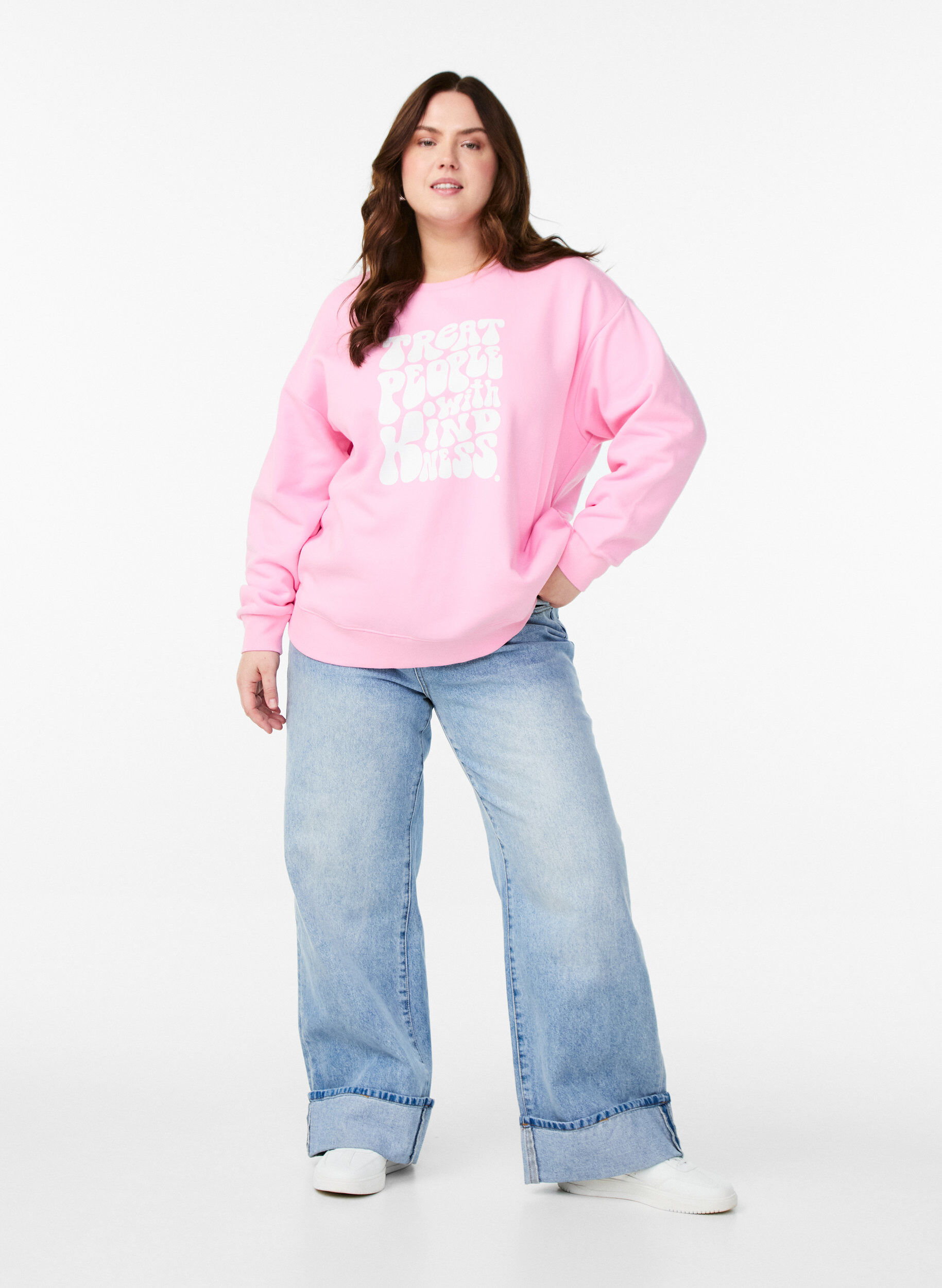 Zizzifashion Sweatshirt with text print, Bubblegum, Model image number 2