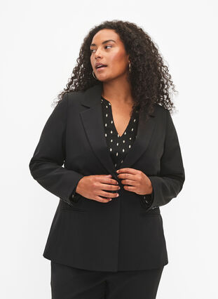 Blazer with a single button closure, Black, Model image number 0
