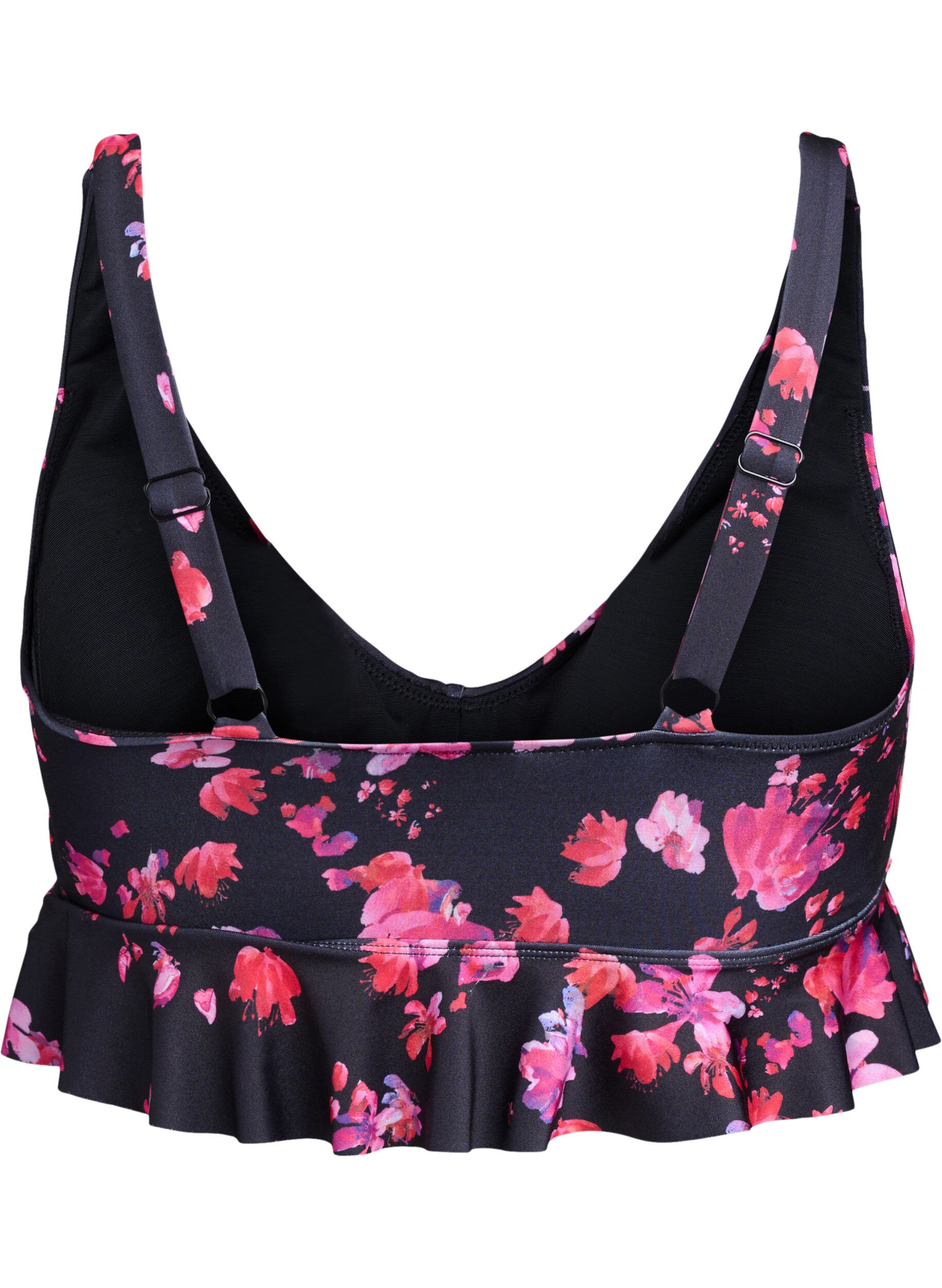 Zizzifashion Floral bikini top with a ruffle trim, Pink, Packshot image number 1