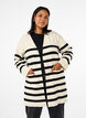 Long striped knitted cardigan, Birch w/Black, Model image number 0