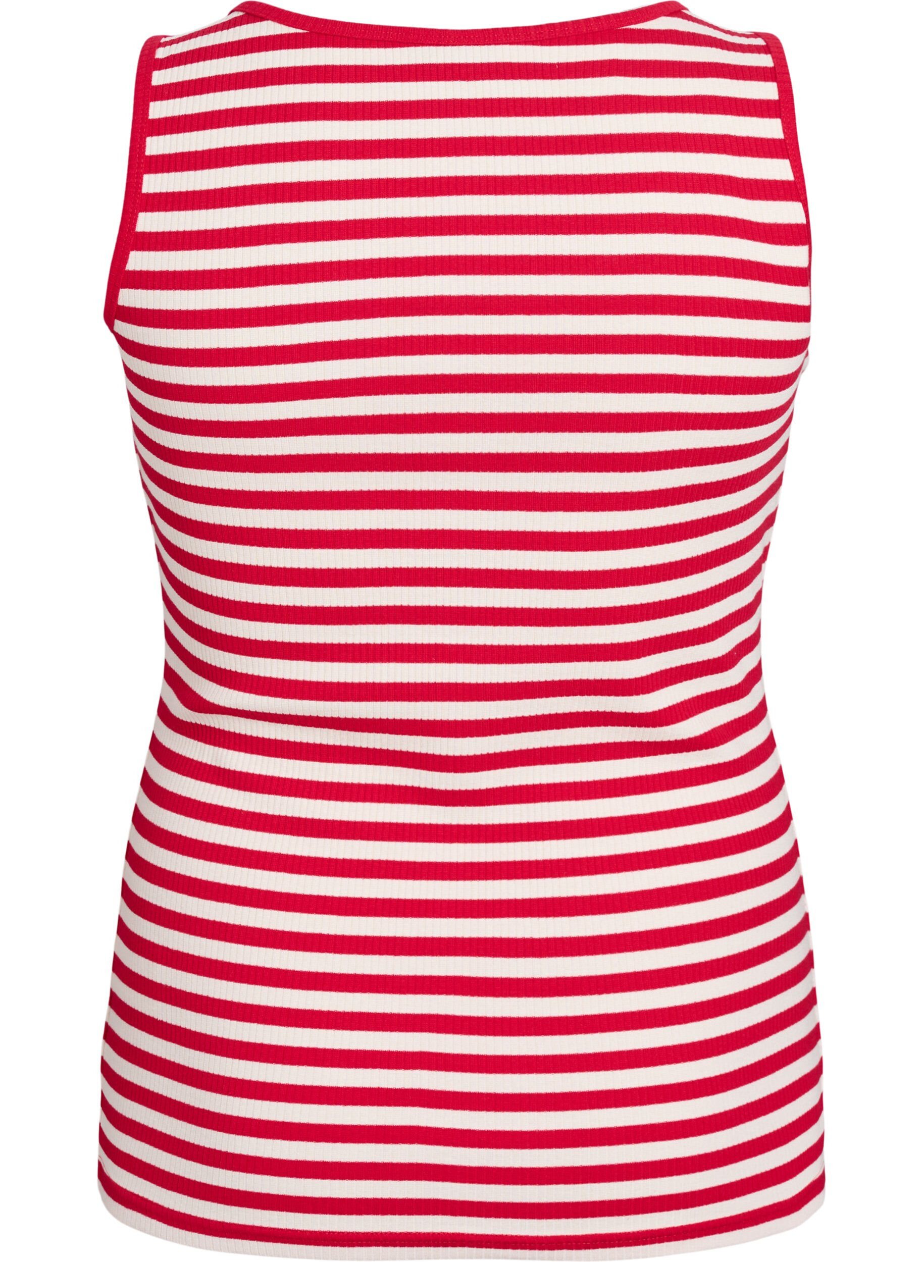 Zizzifashion Striped tank top with a rib structure, Snow W. U.R.Stripe, Packshot image number 1