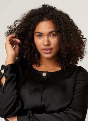 Round neck blouse, Black, Model image number 2