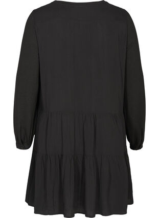 Long-sleeved dress with an A-line cut, Black, Packshot image number 1