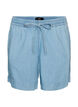 Denim-look shorts with an elasticated waist and drawstring, Light Blue, Packshot image number 0