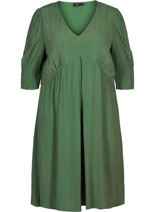 Viscose dress with 3/4 length sleeves, Dark Ivy, Packshot image number 0