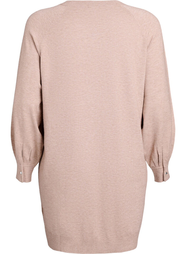 Short knitted dress with raglan sleeves, Beige, Packshot image number 1