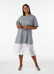 Loose T-shirt dress with lace trim, Grey, Model image number 0