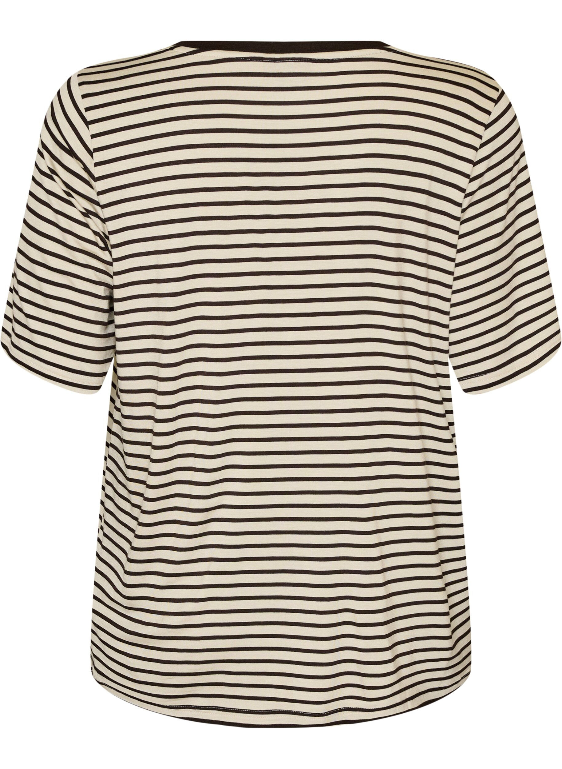 Zizzifashion T-shirt with TENCEL&trade; Lyocell and stripes, Brown, Packshot image number 1