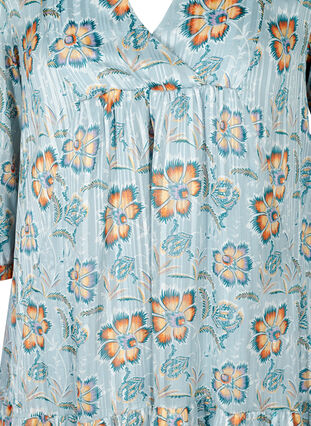 Floral dress wuth 3/4 length sleeves, Green w. Flower AOP, Packshot image number 2