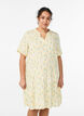 Short A-line dress in cotton muslin, Yellow, Model image number 0