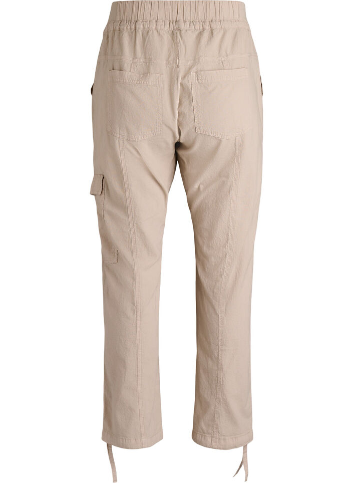 Loose cargo trousers in cotton, Beige, Packshot image number 1