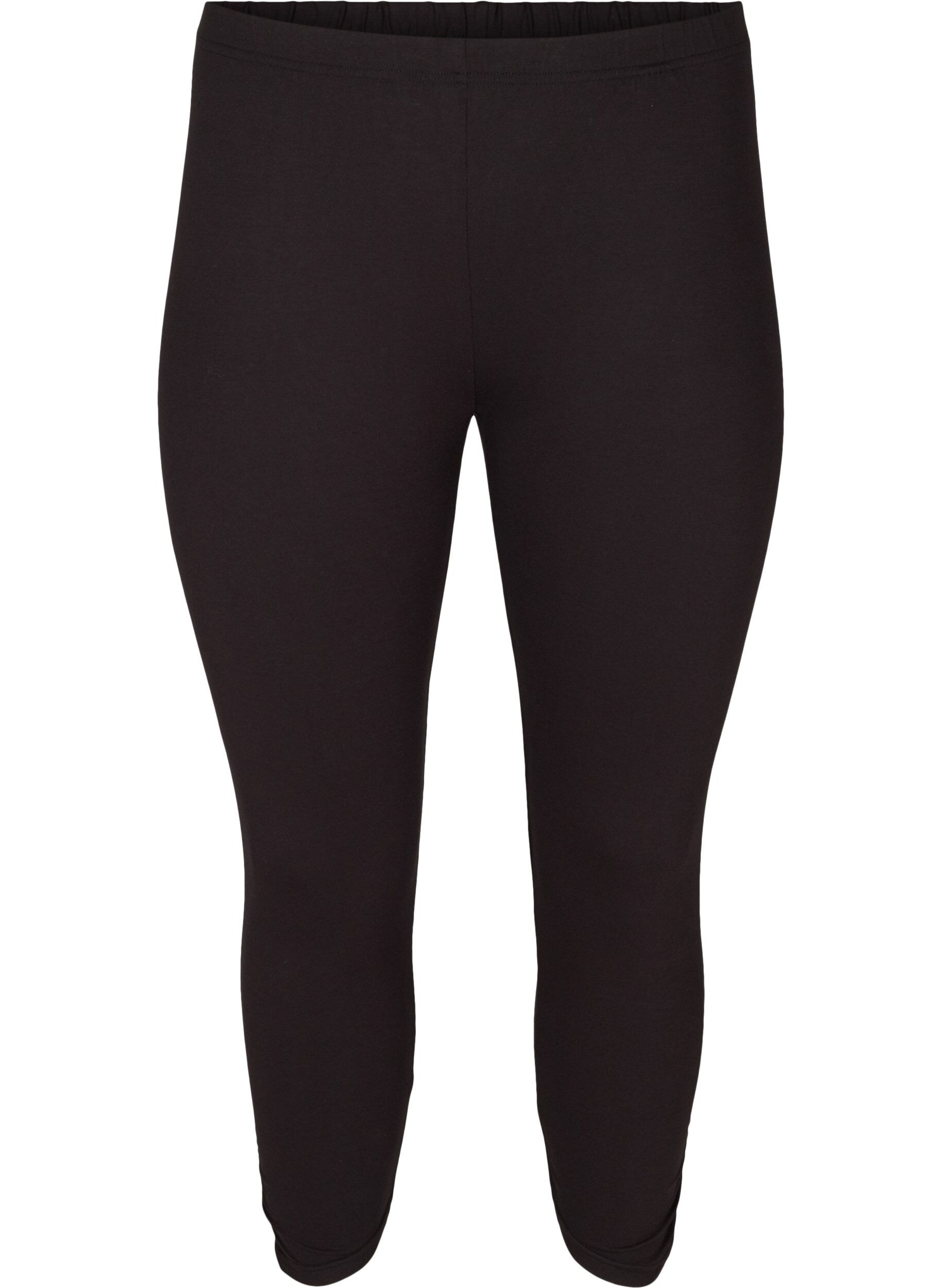 Zizzifashion Basic 3/4 leggings with ruched detail, Black, Packshot image number 0