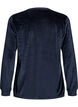 Velour blouse with embroidered text, Blue, Packshot image number 1