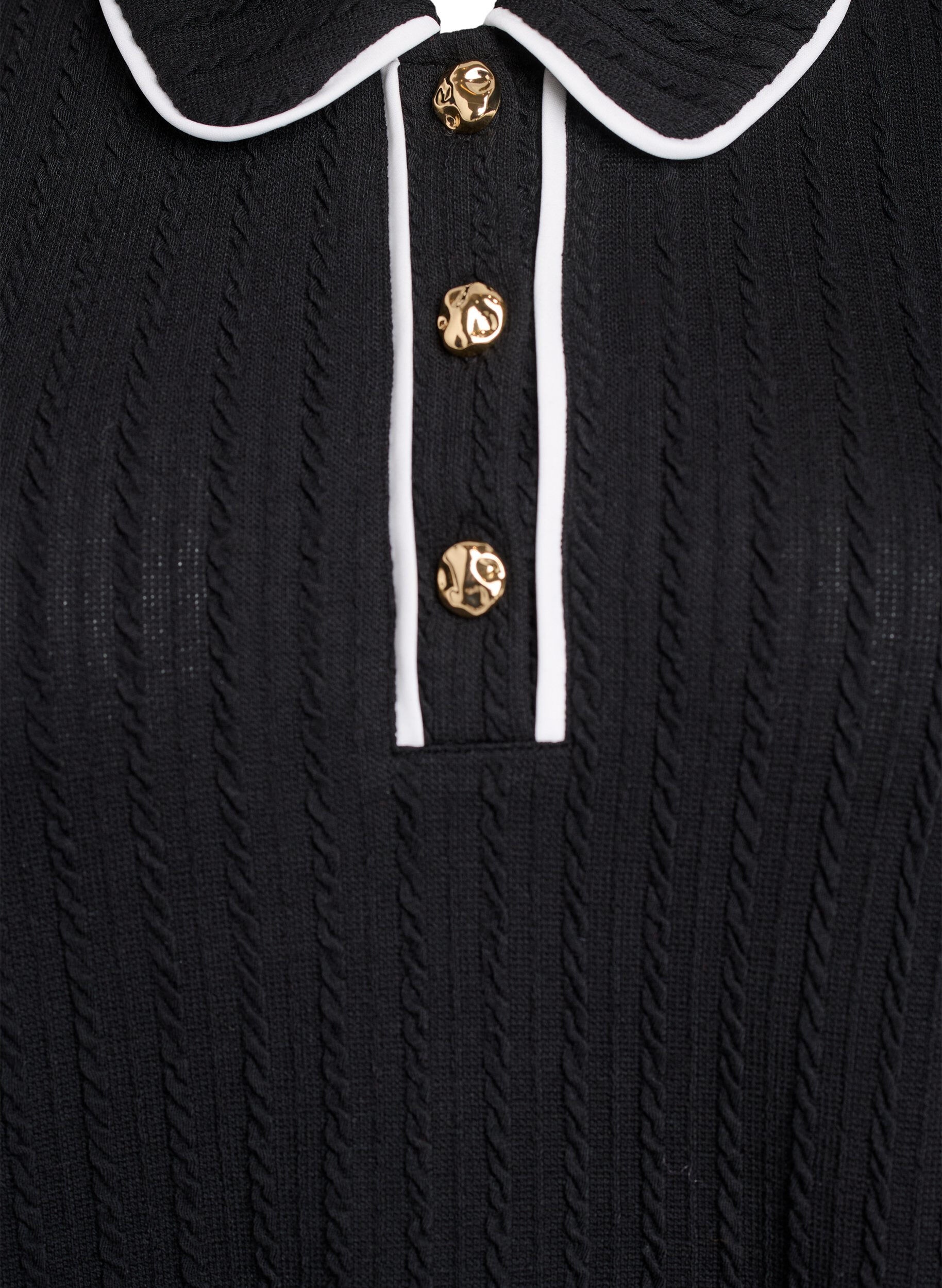 Zizzifashion Textured jersey polo shirt with contrast trims, Black, Packshot image number 2