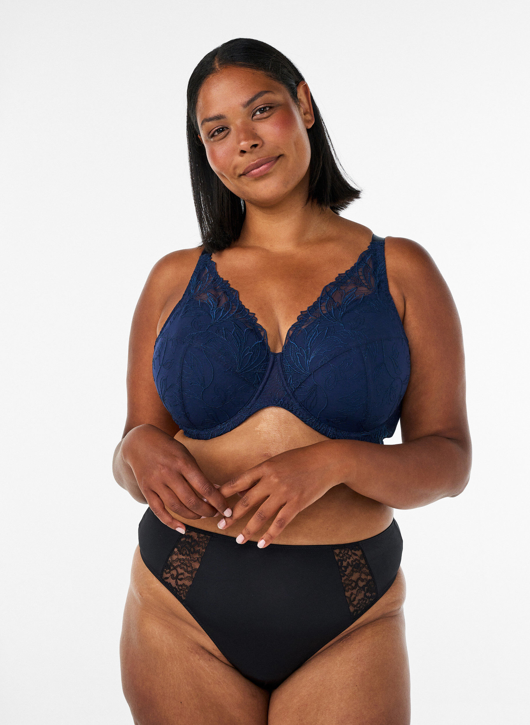 ZizzifashionPadded lace bra with underwire, Blue, Model image number 1