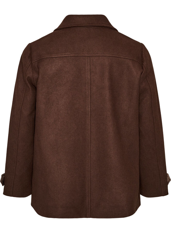 Short coat with double-breasted button closure, Brown, Packshot