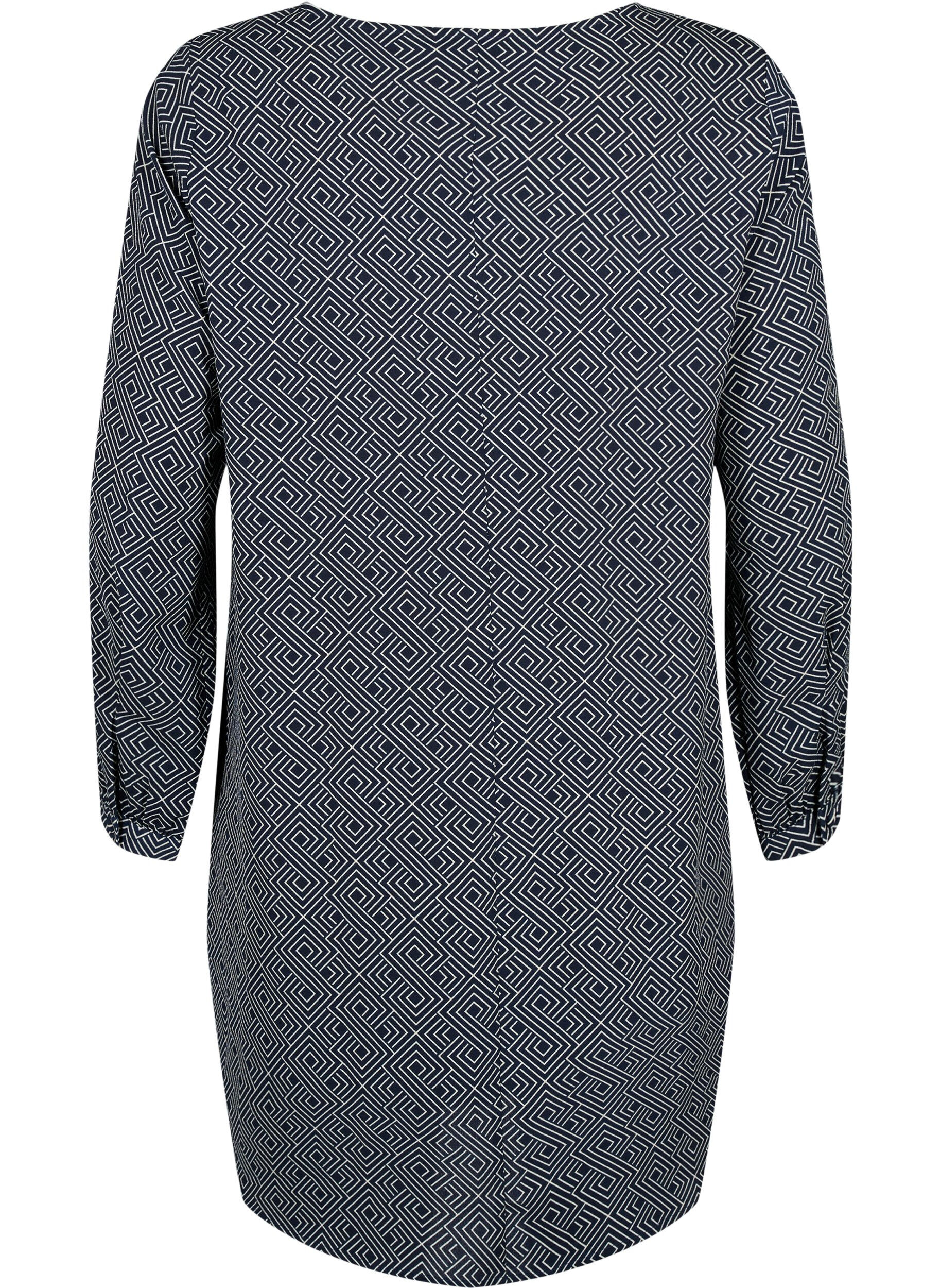 Zizzifashion V-neck dress with print, Navy Graphic AOP, Packshot image number 1