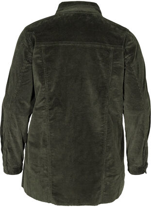 Velvet shirt jacket with pockets, Green, Packshot image number 1
