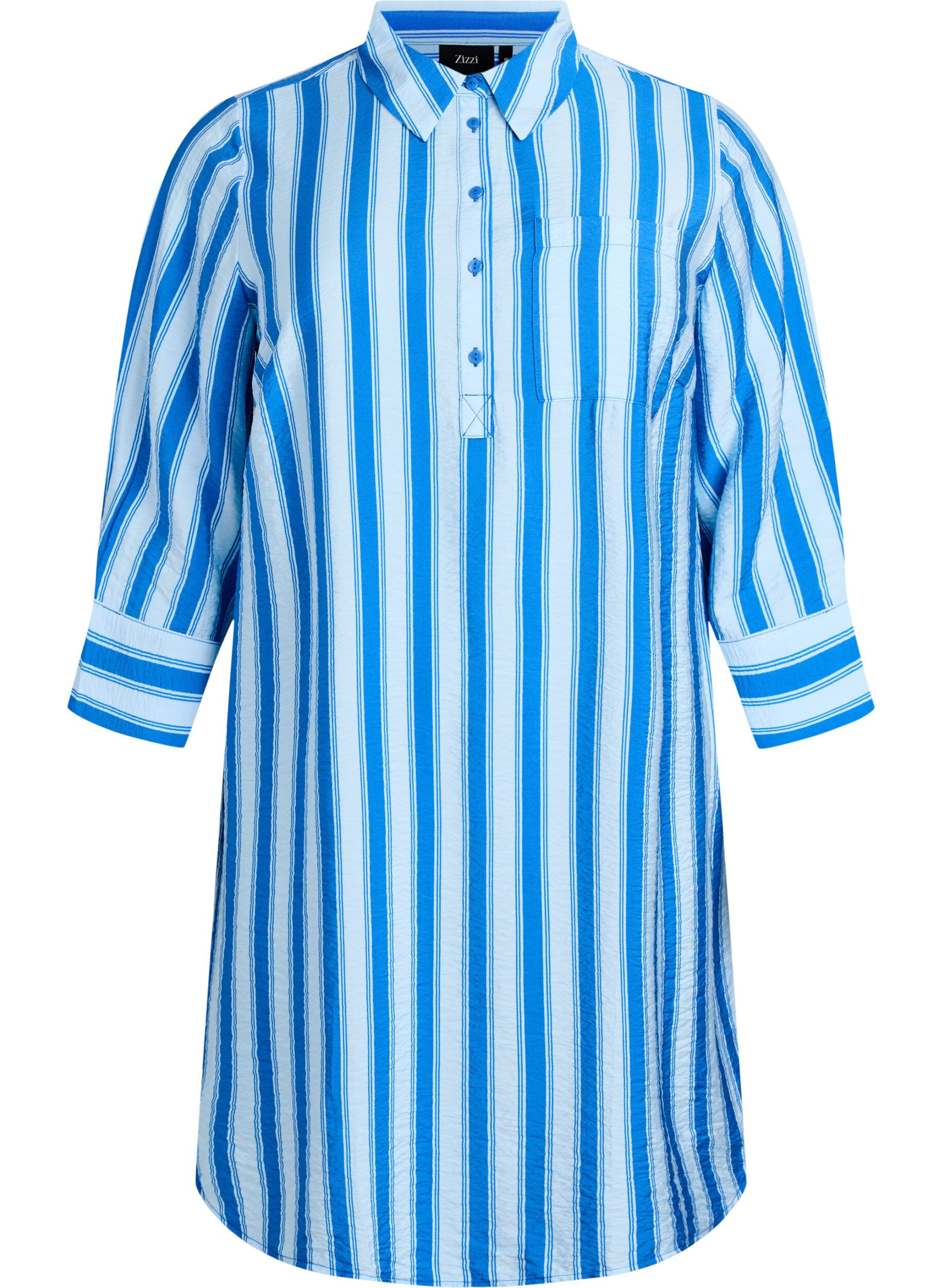 Short dress with collar and chest pocket