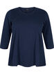 Basic cotton t-shirt with 3/4 sleeves, Blue, Packshot image number 0