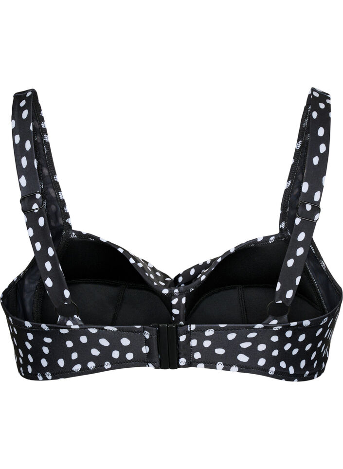 Printed bikini top, Black White Dot, Packshot image number 1