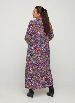 Floral, viscose midi dress, Purple Flower AOP, Model image number 2