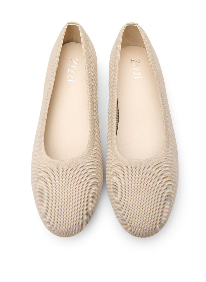 Ballet flats in a fine-textured fabric, Beige, Packshot image number 2