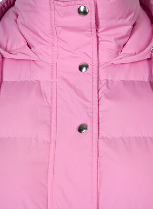 Long vest with hood and button closure, Begonia Pink, Packshot image number 2