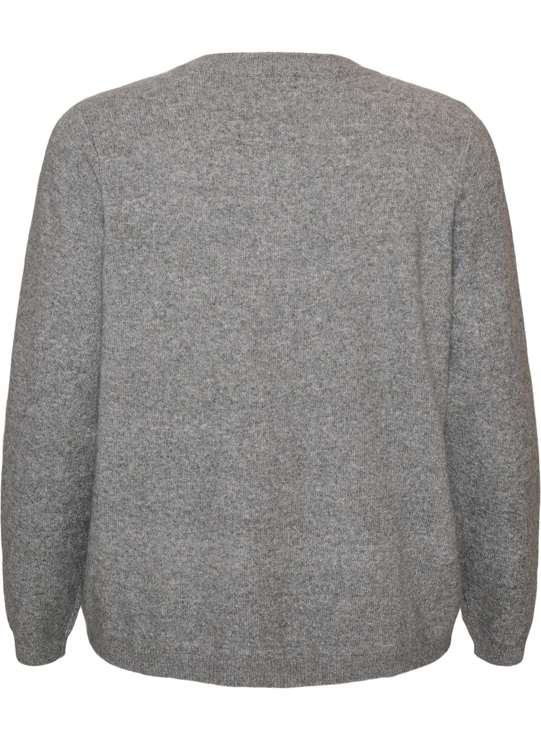 ZizzifashionCardigan with buttons and a rounded front, Grey, Packshot image number 1